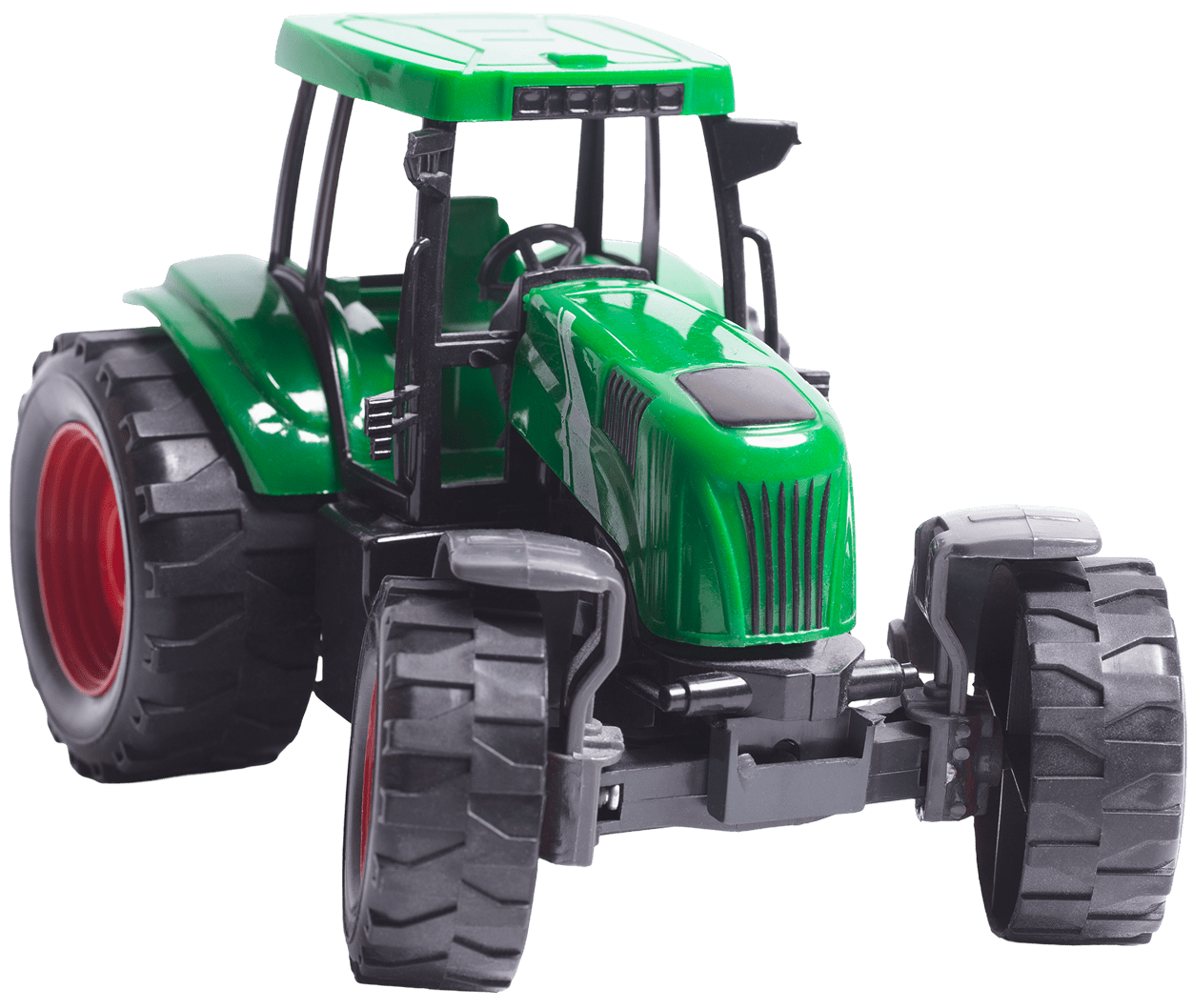 Toy tractor on black background
