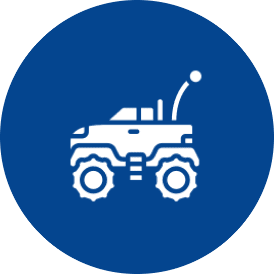 Monster truck silhouette on blue background