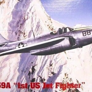 P-59A aircraft over snowy mountains