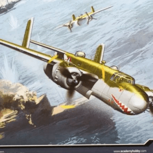 WWII bomber flying over water