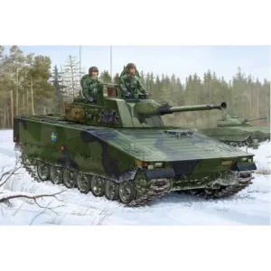 Military tank in snowy forest