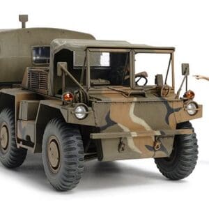 Military ambulance vehicle model with soldier figure.