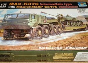 1/35 scale model kit of MAZ-537G truck.