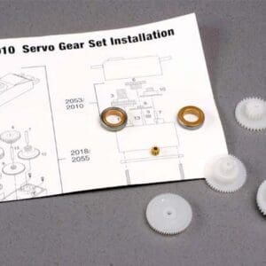 Servo gear set installation instructions and components.